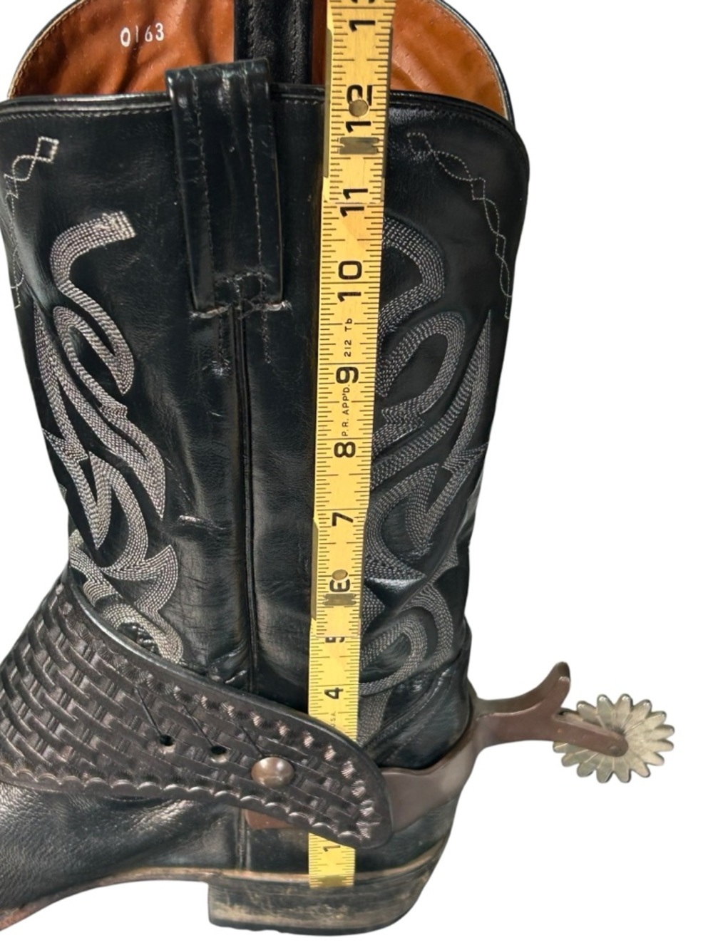 Dan Post Western Cowboy Roper Rodeo Black Leather Boots Mens 13 E Spurs Straps - Picture 14 of 14